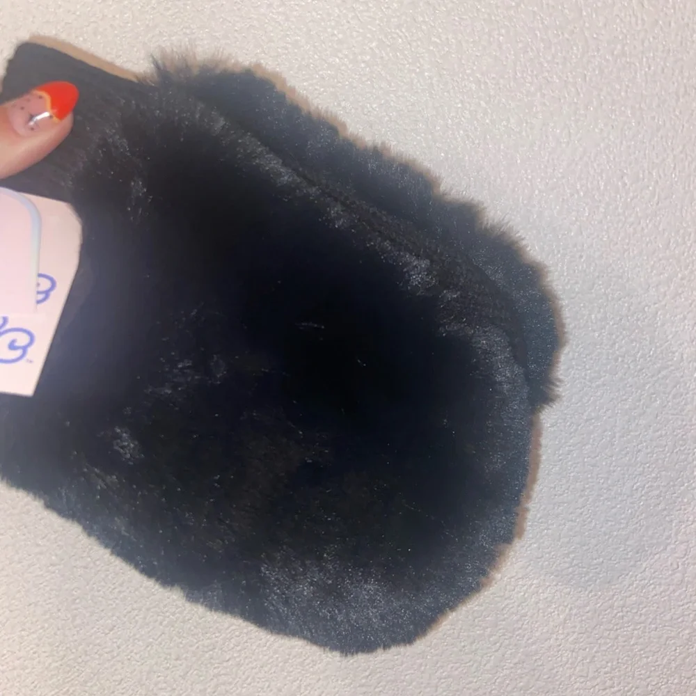 Girls black faux fur mittens gloves More Than Magic for Target gift winter layer
